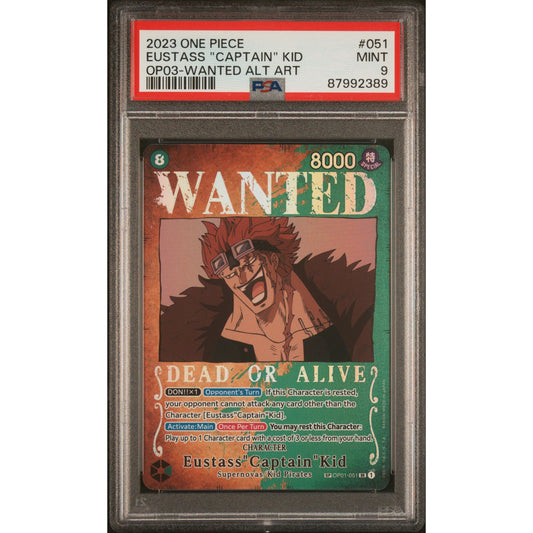 ONE PIECE OP-03: Eustass Captain Kid Wanted Alternate Art / PSA 9