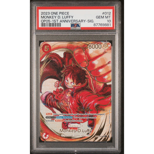 ONE PIECE OP-05: Monkey D. Luffy 1st Anniversary Signature / PSA 10